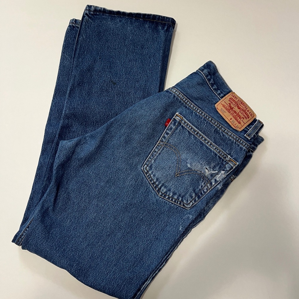 Vintage Levis 505 Regular Fit Jeans Distressed Denim Classic Mens Size 36x32